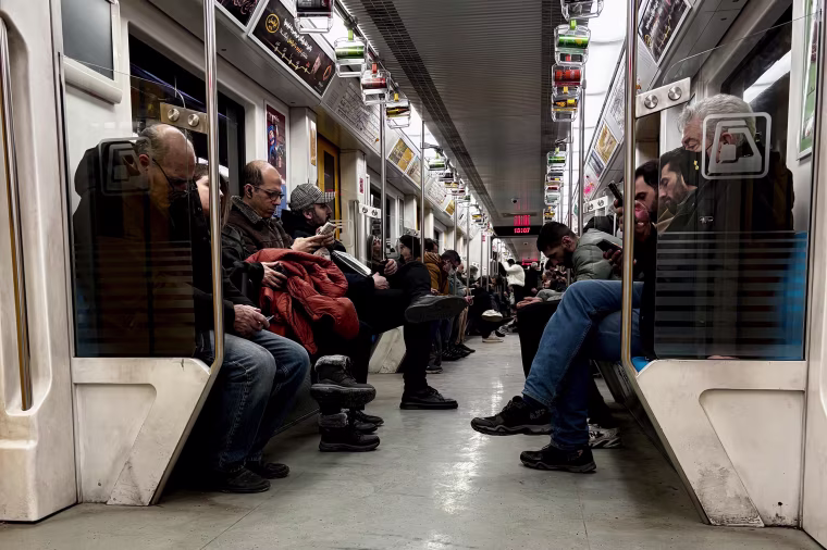 Iranians ride the metro in Tehran on Jan. 24. After 15 days without internet access, civilians were gradually able to reconnect to social media intermittently.
