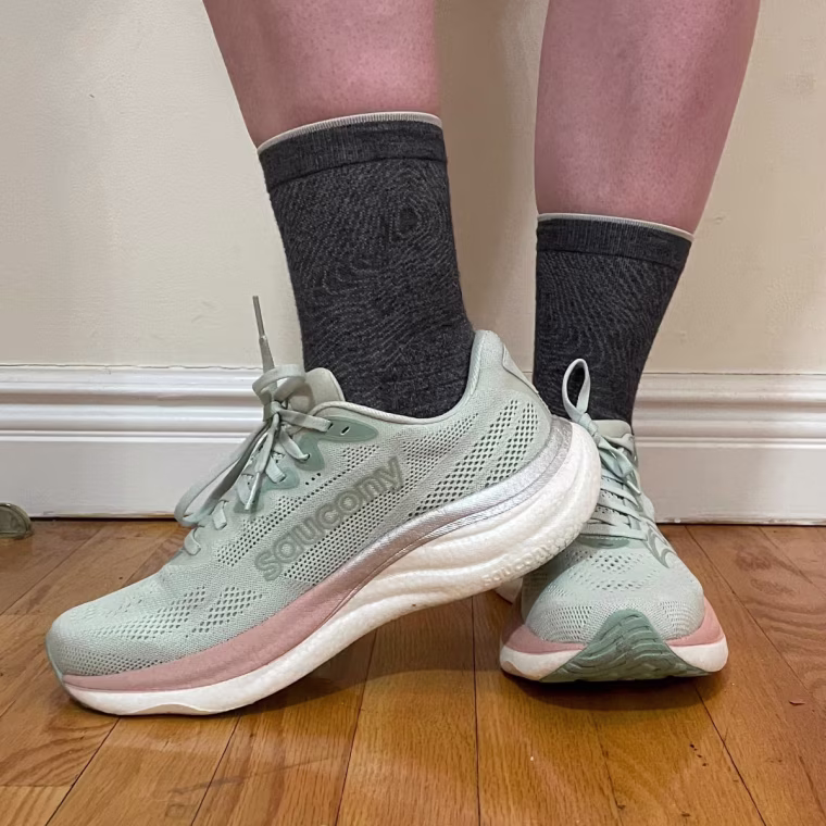 Senior social media editor Kate McCarthy shows off her Saucony Ride 19 sneakers.