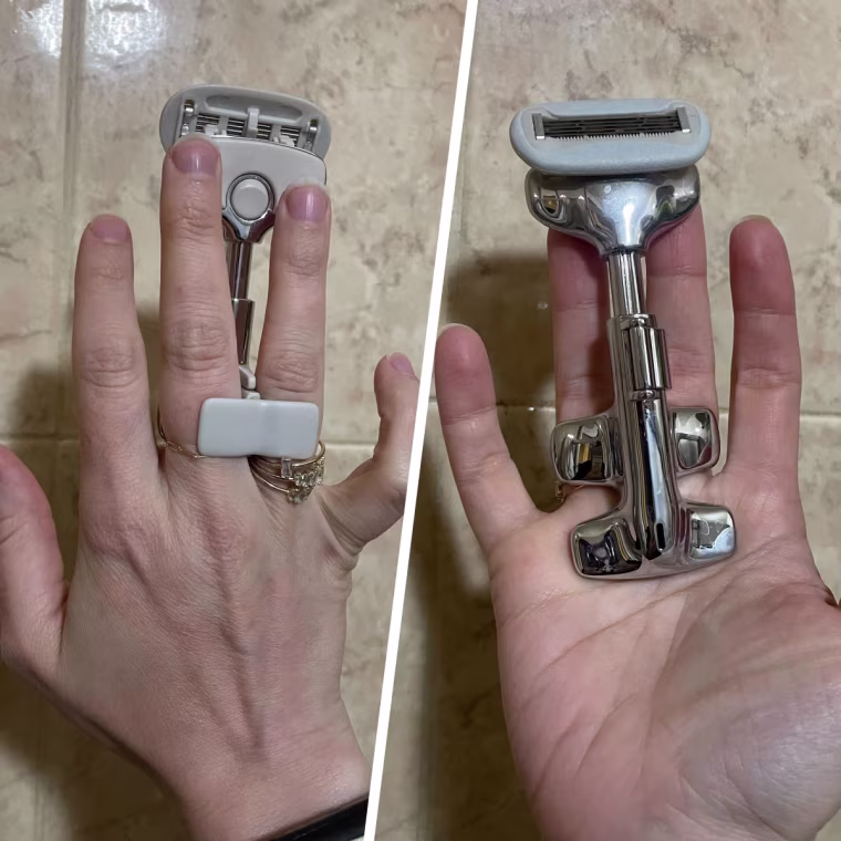 The Skaura razor has an accessible handle that editor Vivien Moon finds easier to hold in slippery showers than traditional razor handles.