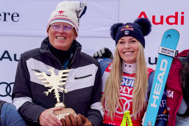Lindsey Vonn of Team United States with her father
