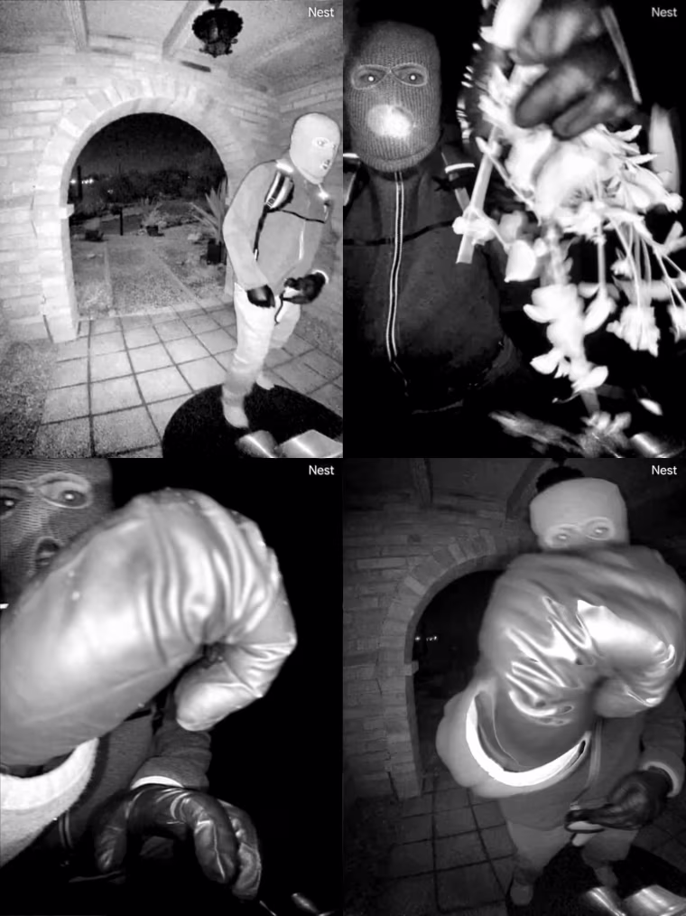 Security camera footage from the front door of Nancy Guthrie's house.