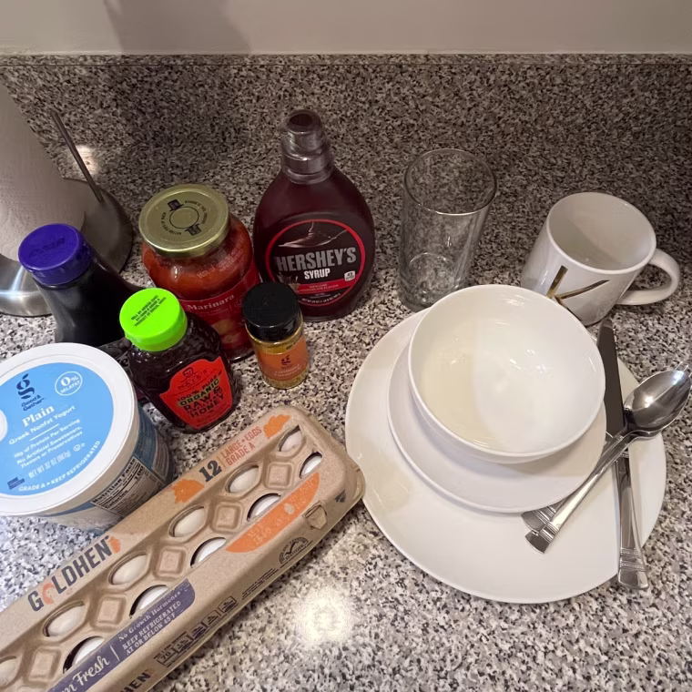 Our props for testing (and washing) are set out and ready to go.