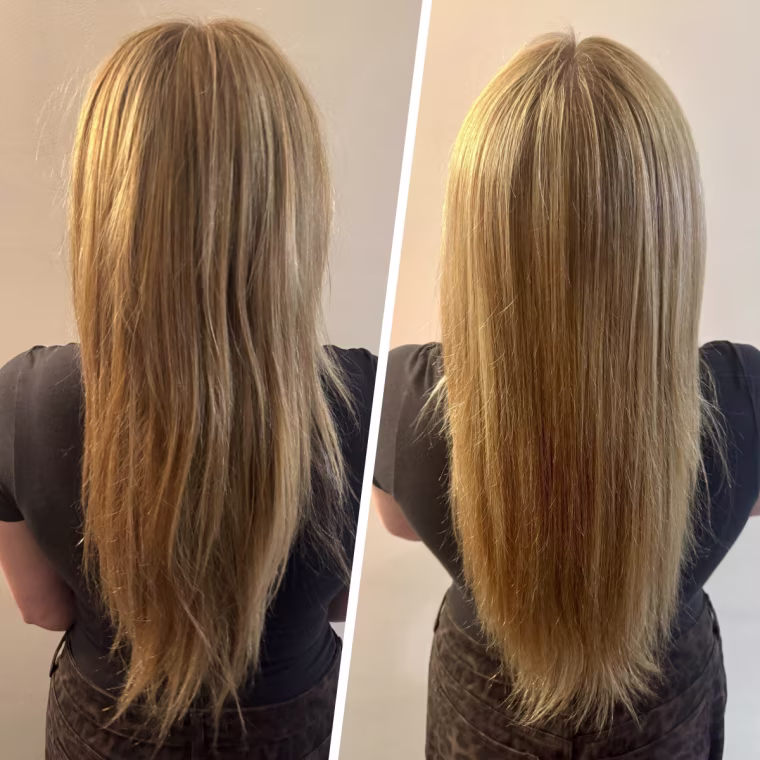 Eva Scrivo Recover Curative Hair Treatment before and after use.