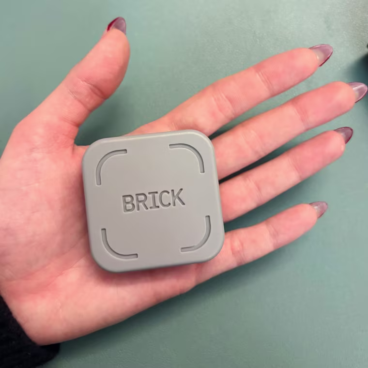 The Brick fits in the palm of your hand, so it’s easy to pack in a bag or backpack.