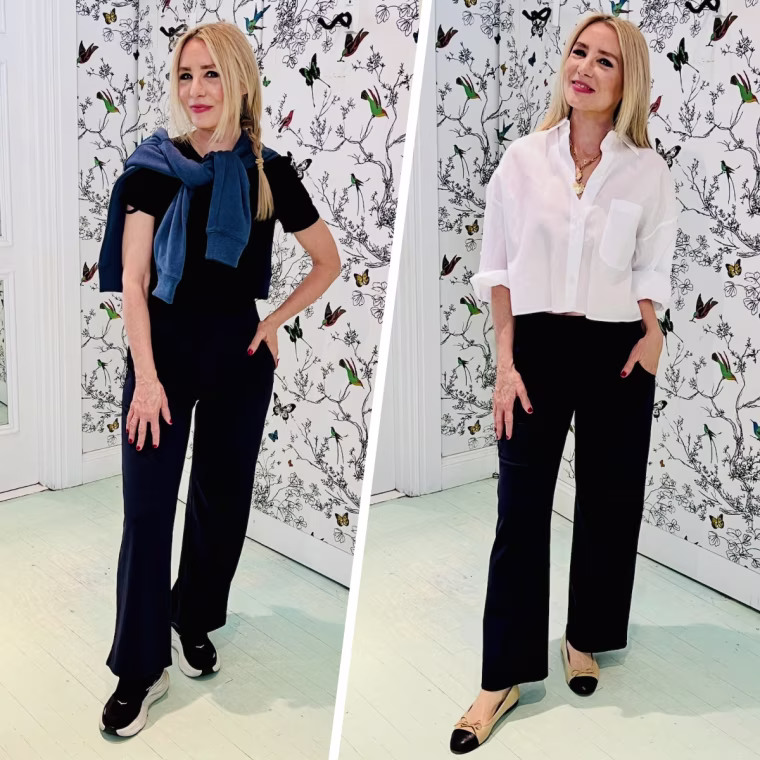 Shop TODAY contributor Chassie Post wears the G4Free EverGoing Wide Leg Dress Yoga Pants two ways: for the gym and for the office.