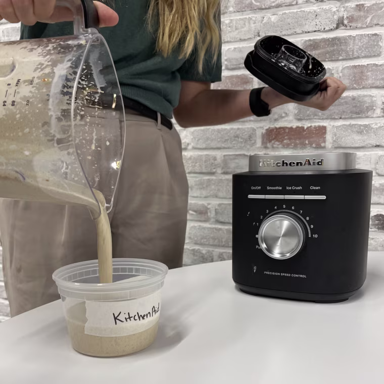 The KitchenAid blender performed well when we made the banana smoothie.
