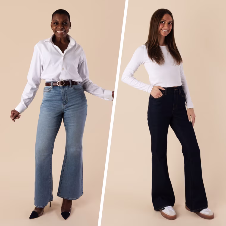 Lands' End Women's Recover Denim High Rise Flare Jeans