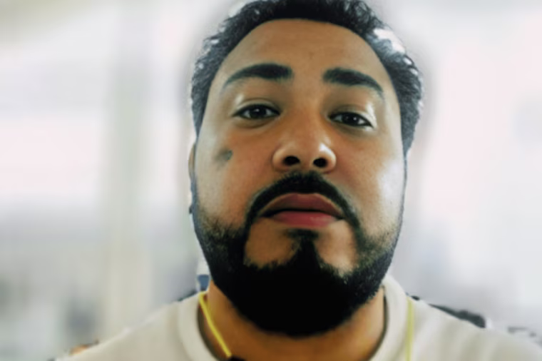 René López during a video call from an ICE detention facility in Bowling Green, Va., on March 13, 2025. 