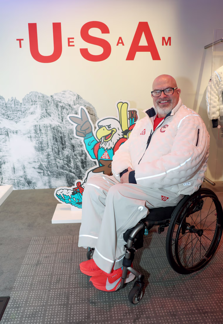 Wheelchair Curling athlete Steve Emt poses for his photo to be taken.