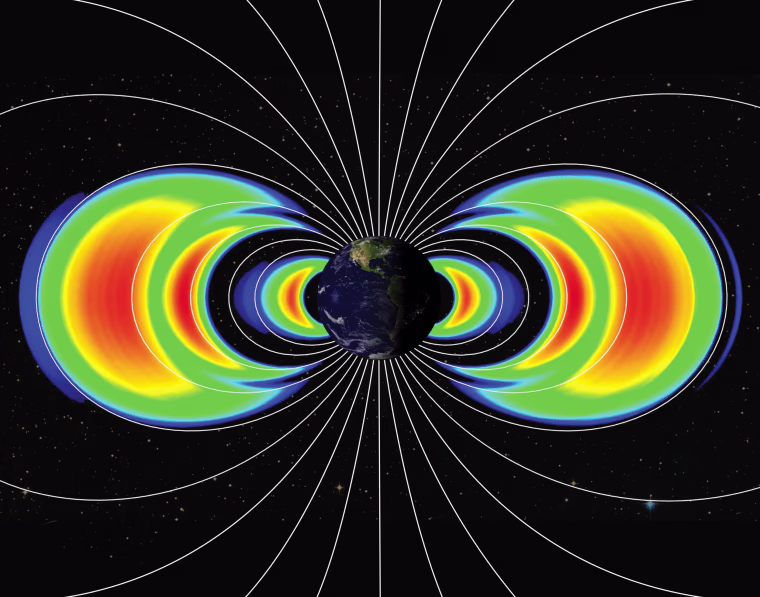 Van Allen Probes image shows three radiation belts around Earth in 2012.