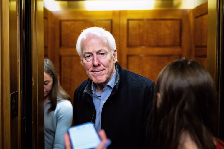 Sen. John Cornyn, R-Texas, arrives for a vote at the Capitol on March 4, 2026.