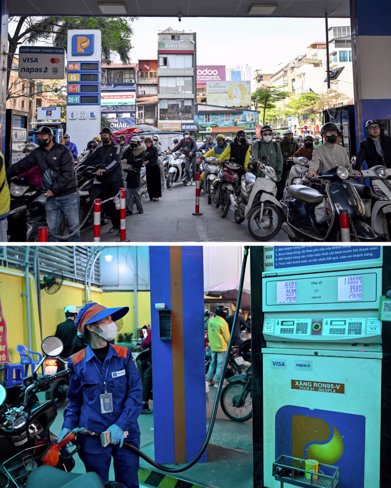 Long lines formed at gas stations this week in Hanoi, the capital of Vietnam.