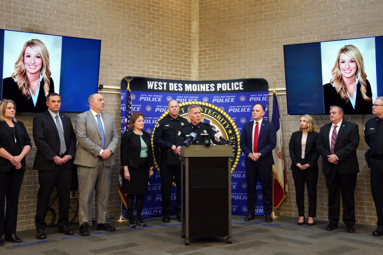 West Des Moines Assistant Chief Jody Hayes speaks about the arrest of Kristin Ramsey