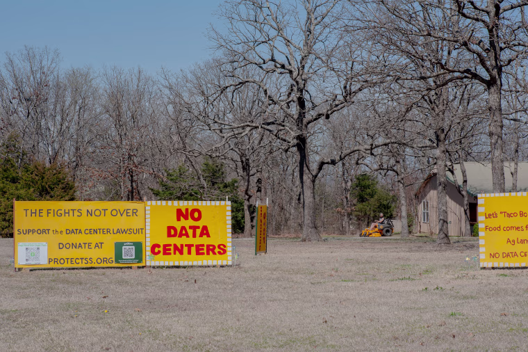 No Data Center signs were scattered all along Highway 97.