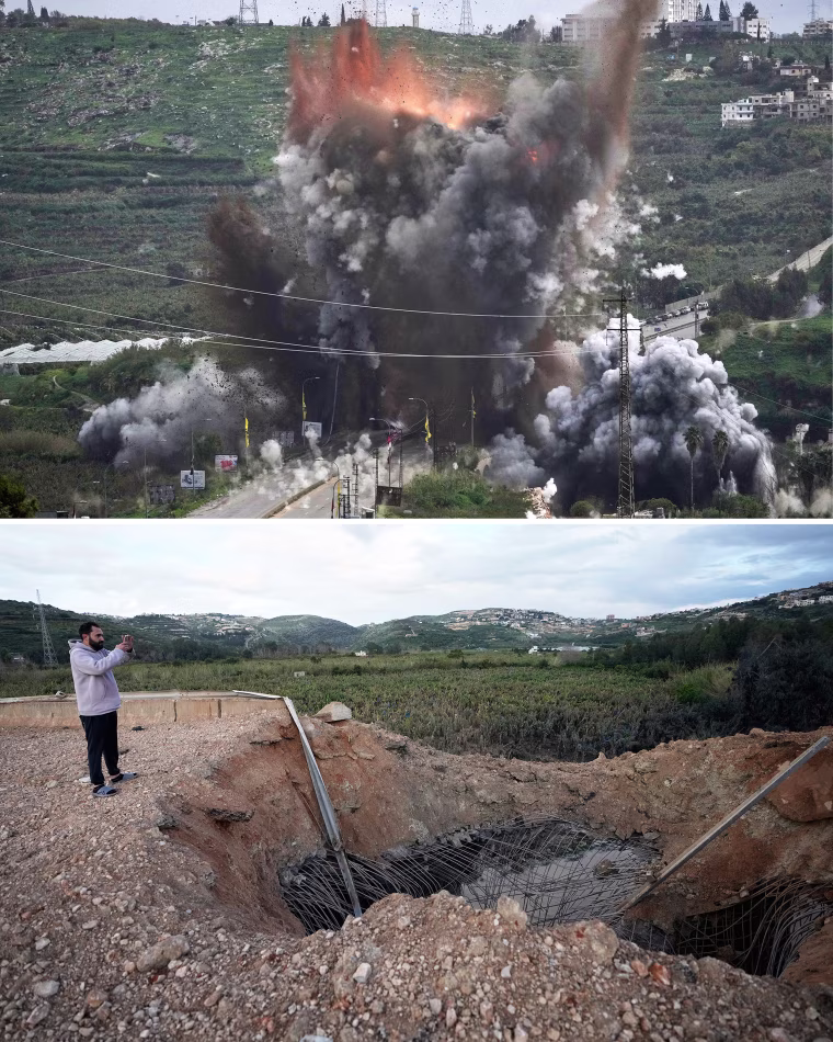 The Qasmiyeh Bridge, which crosses over the Litani River, was destroyed by Israeli airstrikes near the coastal city of Tyre, Lebanon, on Sunday.