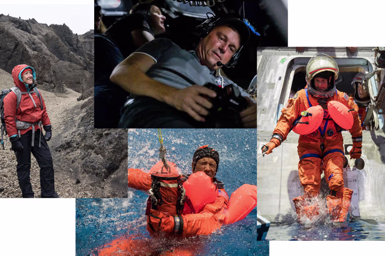 Artemis crew members, clockwise from left, mission specialist Christina Koch, commander Reid Wiseman, Jeremy Hansen and pilot Victor Glover.