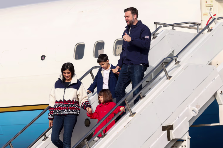 U.S. Vice President JD Vance, Second Lady Usha Vance, their daughter Mirabel and son Vivek.