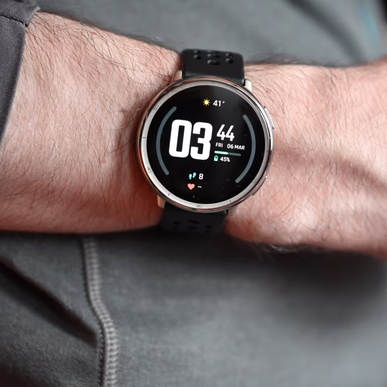 A close up of the Amazfit Active 2 sport on the wrist of the writer.
