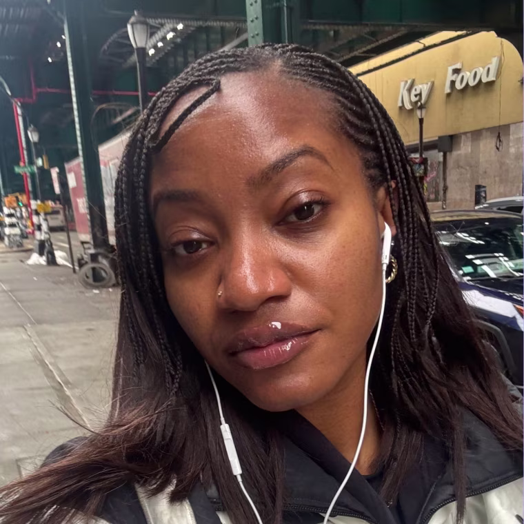 Woman wearing lip oil on lips