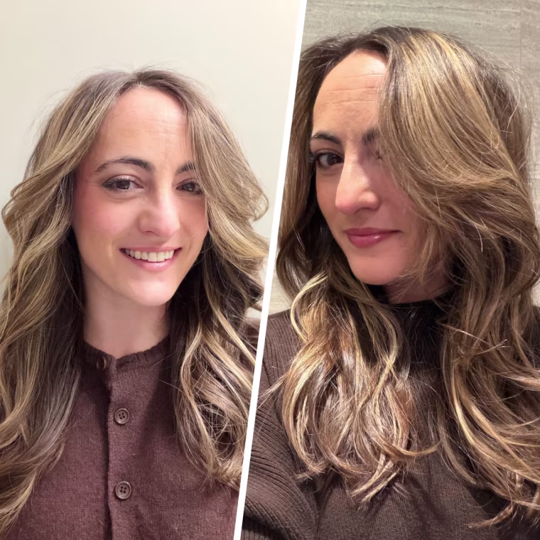 (Left) Freshly curled hair (Right) Style after wearing The Sleepy Tie overnight