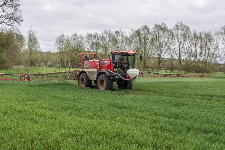 Crops are sprayed at Rix Farms on Thursday.