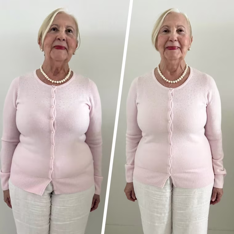 Before and after layering on the Shapermint cami.
