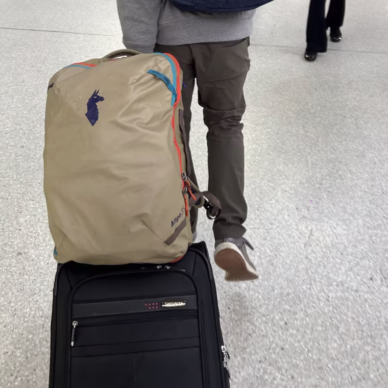 The trolley sleeve on the Cotopaxi backpack makes it easy to tote along with your luggage.