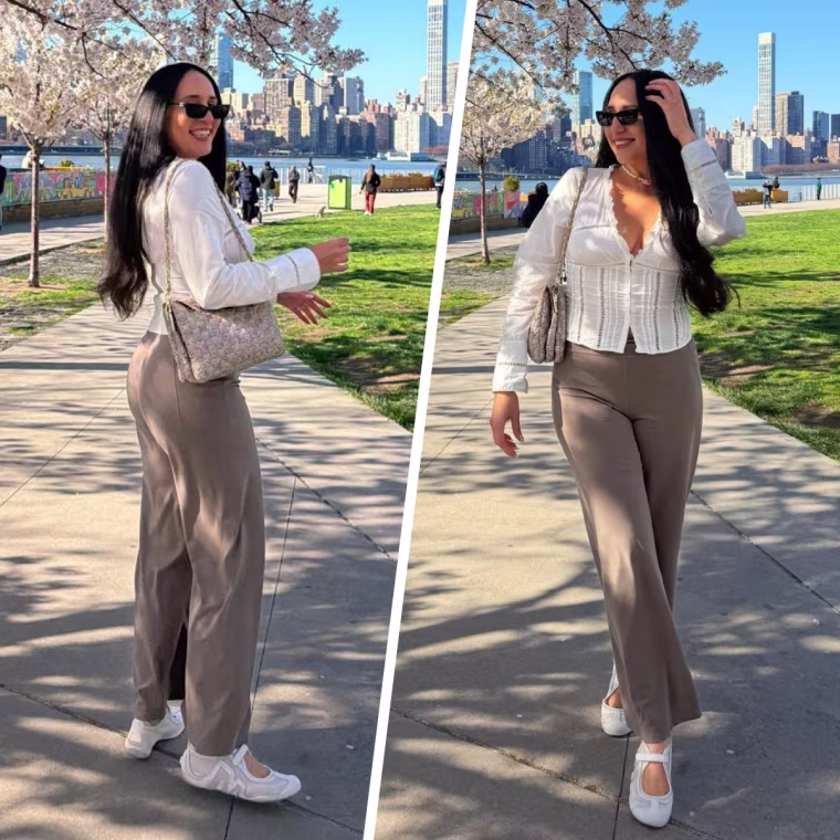 Writer Jannely Espinal wears the Soma High-Waist Wide-Leg Pants.