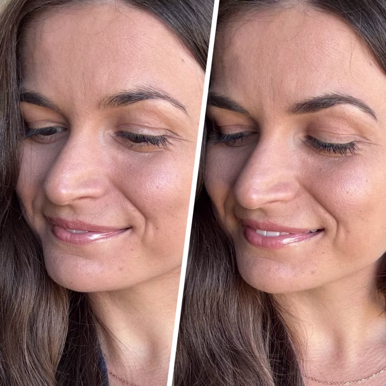 Deputy partnerships editor, Francesca Cocchi Zabloudil, before and after using Brow Wiz