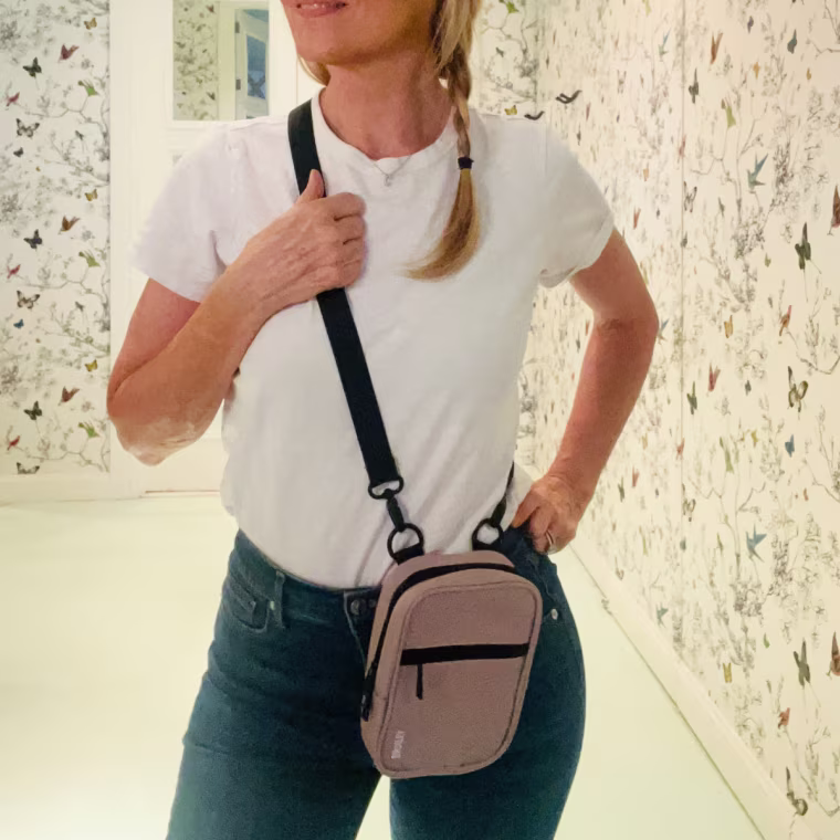 Shop TODAY contributor Chassie Post wears the Brixley Five-Way Sling Bag.