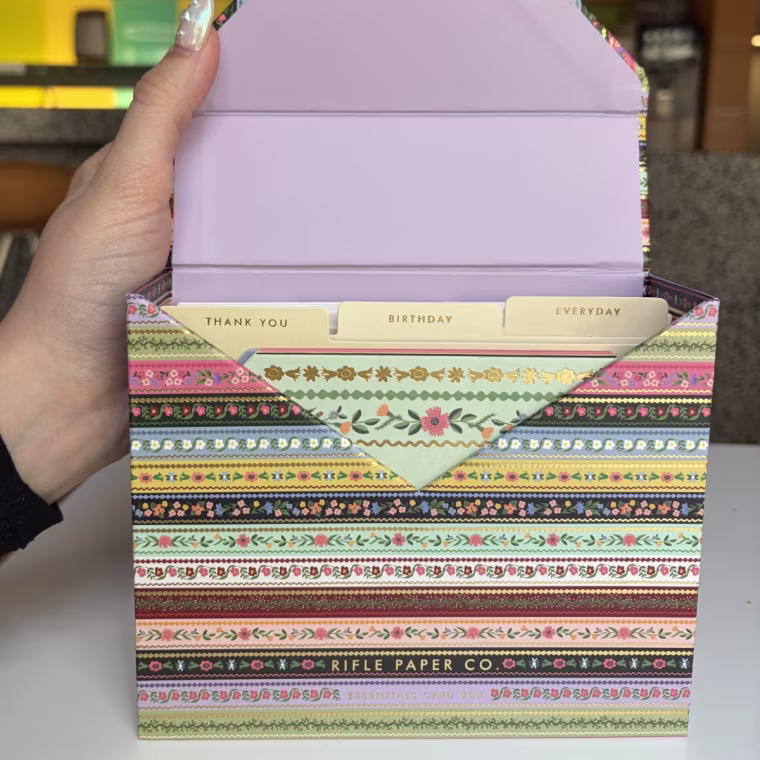 Open stationery set floral box