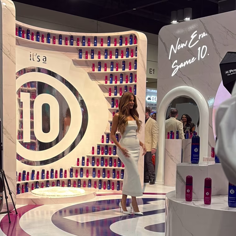 Khloe Kardashian stops by It's a 10 Haircare.