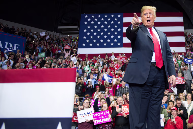 Image: President Donald Trump delivers remarks at a Make America Great Again rally in Fort Wayne, Indiana.