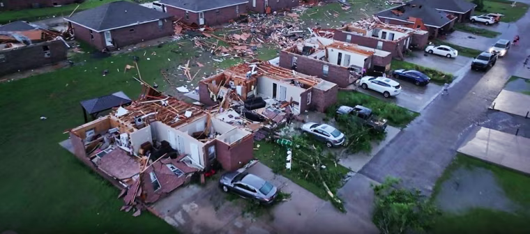 Destroyed houses in Purvis, Miss., after a tornado struck on May 6, 2026.