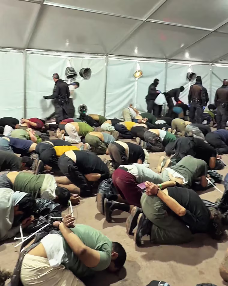 A video posted by Israeli Security Minister Itamar Ben-Gvir shows flotilla members in what appears to be a makeshift detention area at Ashdod port.