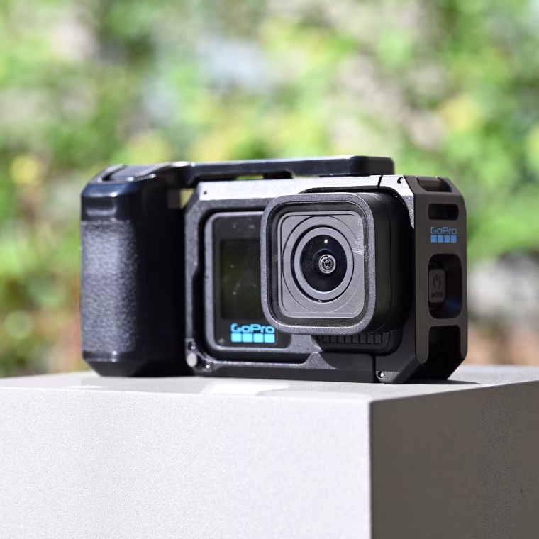 The GoPro Mission 1 Pro houses the brand’s camera cage and grip accessories.