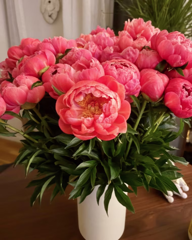 Mili Godio received a bouquet of peonies from Farmgirl Flowers.