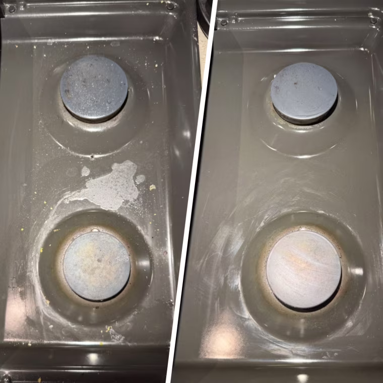 Before and after using the Mr. Clean Magic Eraser Ultra Thick.