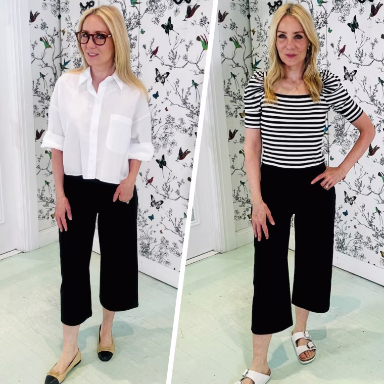 Promover Wide Leg Capri Pants styled two ways.