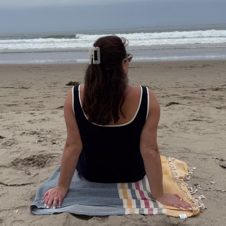 Enjoying the views on my Sand Cloud Turkish beach towel. 