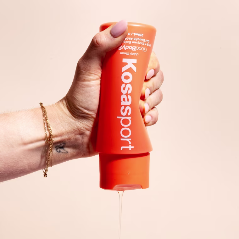 The Kosas Good Body Skin cleanser clears up acne but doesn't strip your skin of moisture, according to Godio.