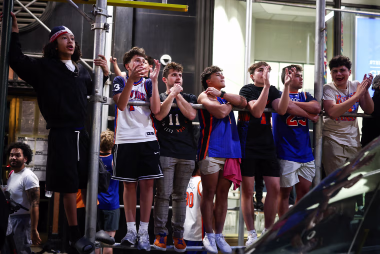 Knicks fans watch game 3 of the NBA Finals at Bryant Park