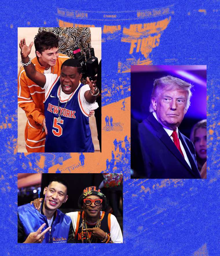 Celebrity fans and President Donald Trump attend game three of the NBA Finals.