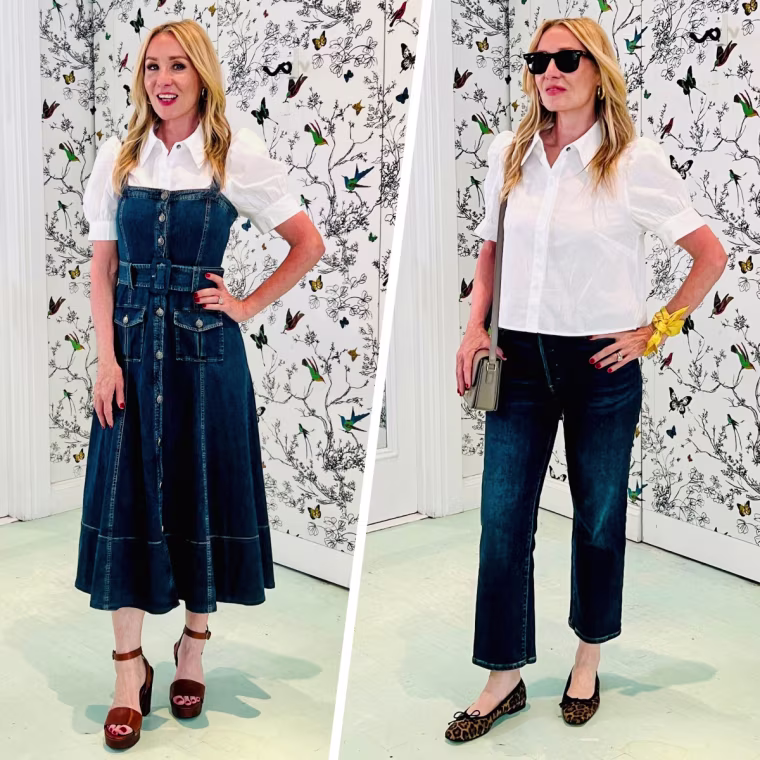 Shop TODAY contributor Chassie Post styles the Tankaneo Button Down Puff Short Sleeve Collared Blouse two ways.