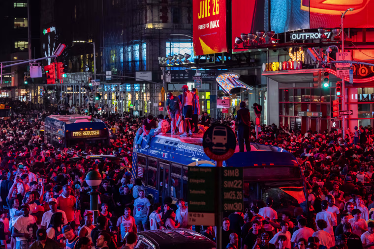 Knicks Fans Gather In NYC To Watch Game 5 Of The NBA Finals Against The San Antonio Spurs