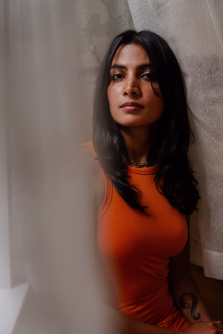 Veena at home in New York.