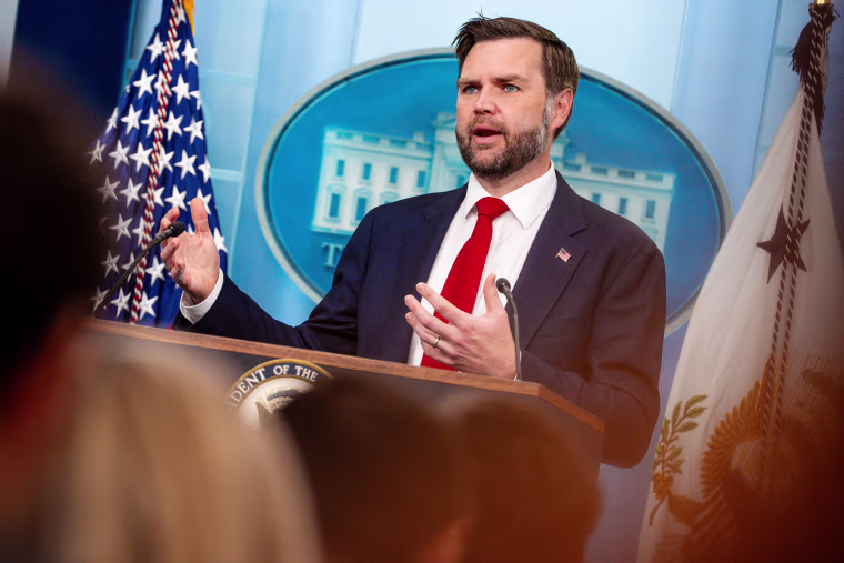 Vice President J.D. Vance speaks in the briefing room at the White House on June 18, 2026.