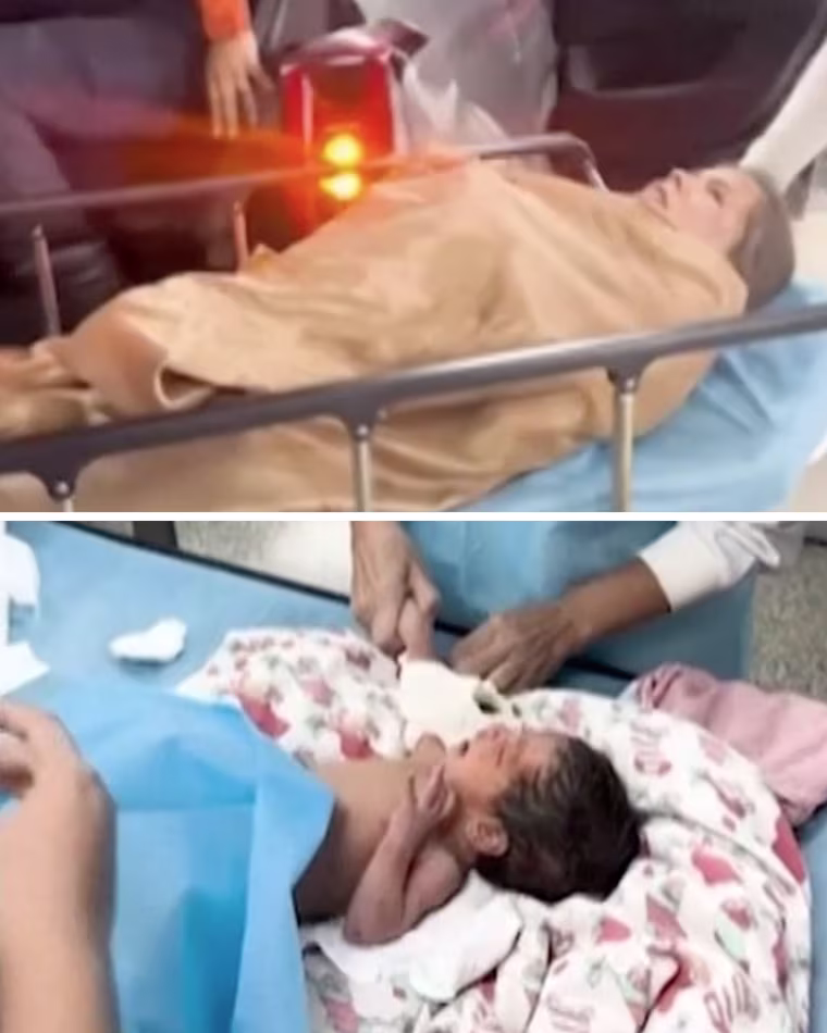 The mother and baby receiving medical treatment following the rescue.