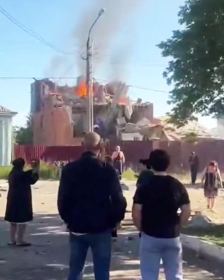 Aftermath of a Ukrainian drone attack in Moscow region