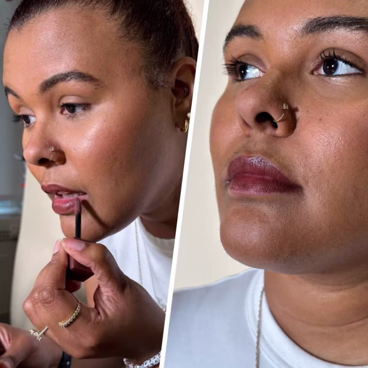 Kamari Stewart tries the Maybelline Super Stay Teddy Lip Tint.